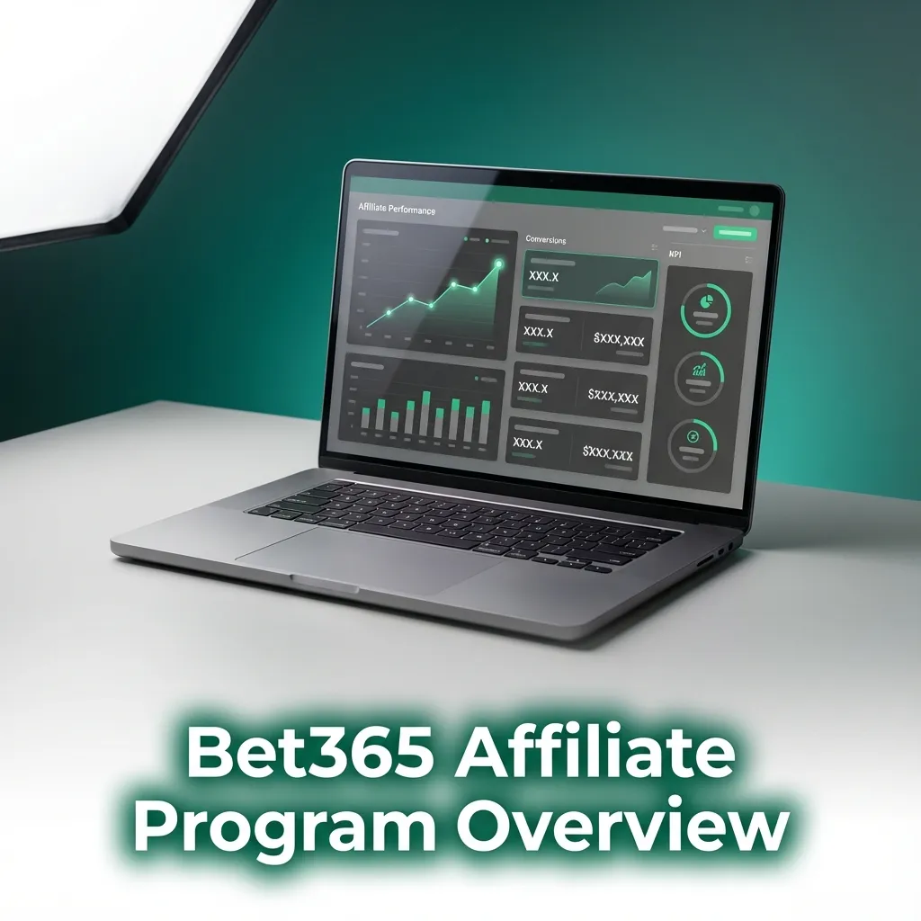 Illustration of Bet365 affiliate program with marketers, tracked links, commission charts, and focus on Indian players