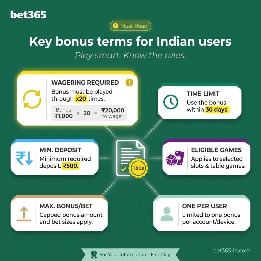 Understanding bonus terms and wagering requirements for Bet365 India