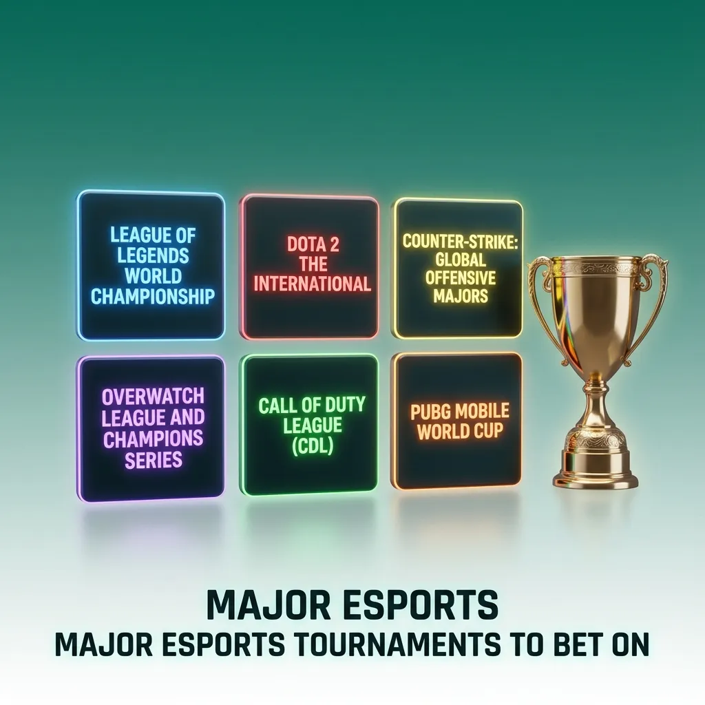 Table of major esports games and tournaments available for betting on Bet365.