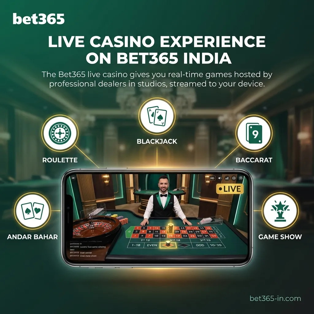 Live Casino Experience on Bet365 India with real-time dealer games