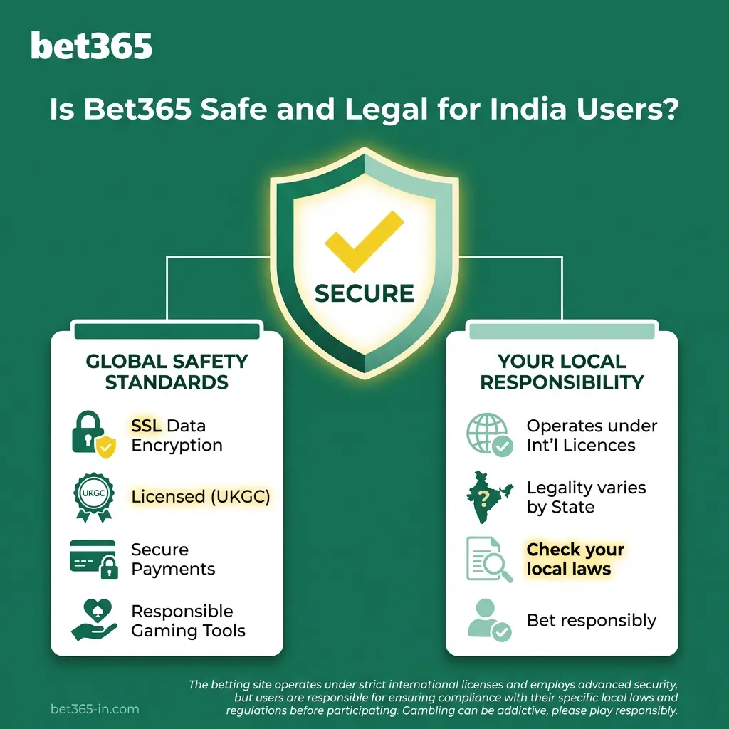 Bet365 India safety - SSL encryption, foreign licenses, and local law considerations
