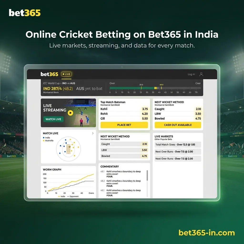 Bet on cricket matches in India using the Bet365 platform