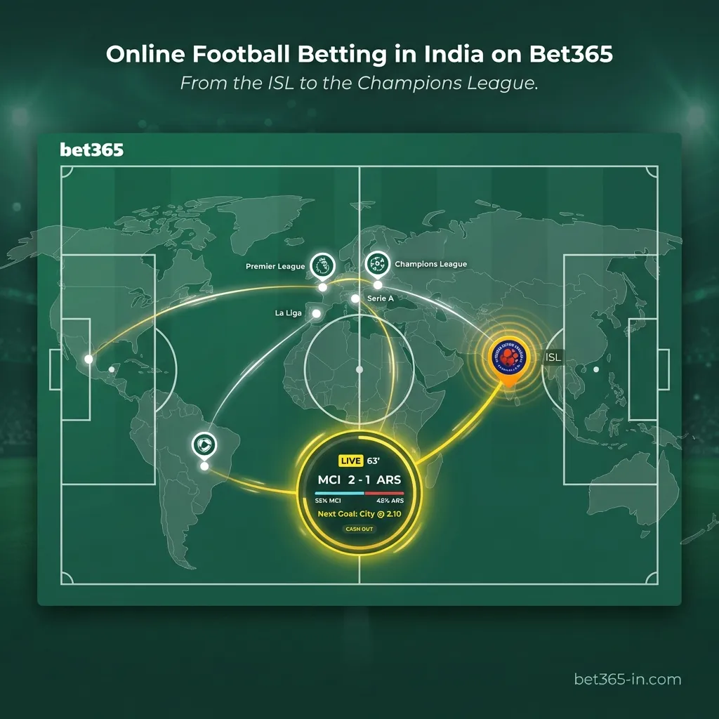 Football betting for Indian users on Bet365 covering international tournaments