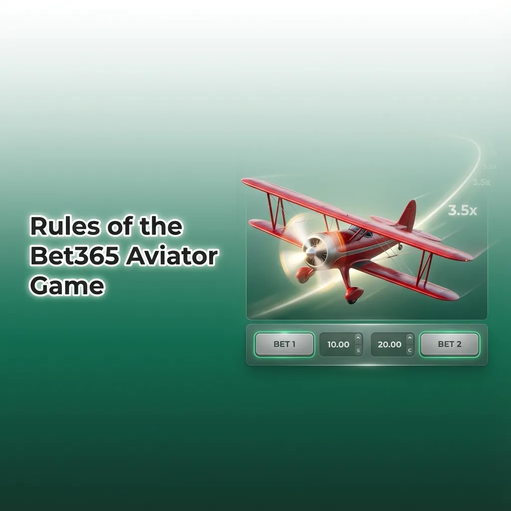 Infographic showing Bet365 Aviator rules with a rising red plane, bet amounts, multipliers, and cash-out before crash.