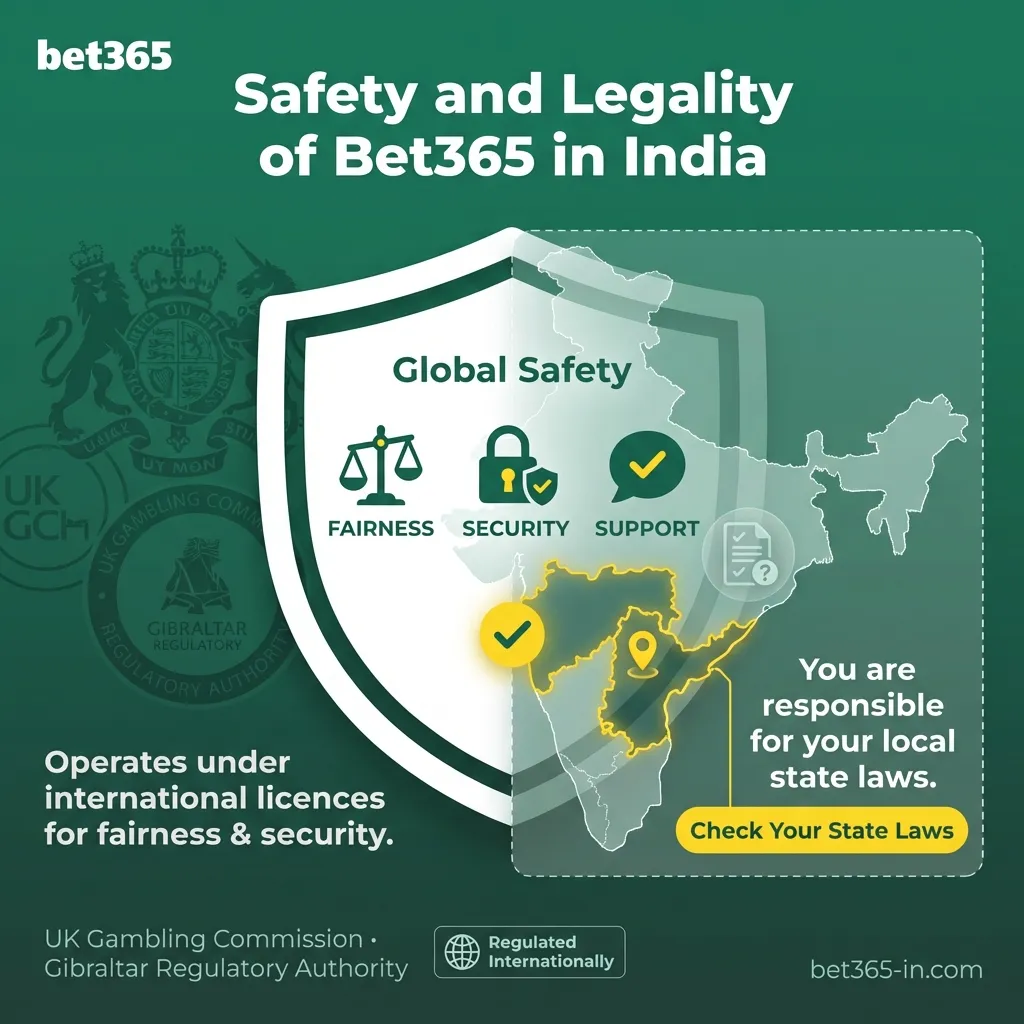 Bet365 India security - licensed platform with player responsibility for local laws
