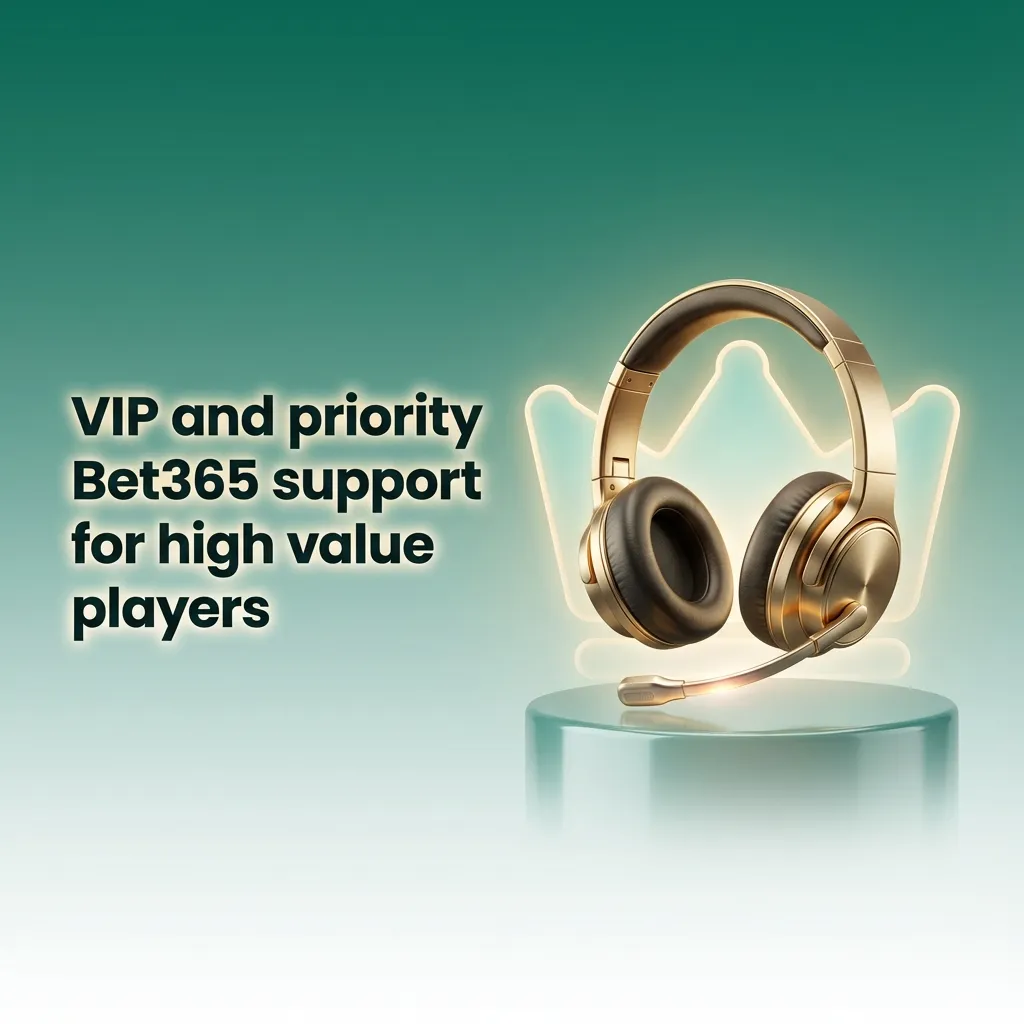 Graphic showing Bet365 VIP players receiving priority, personalized support via phone, email and live chat for high‑value accounts