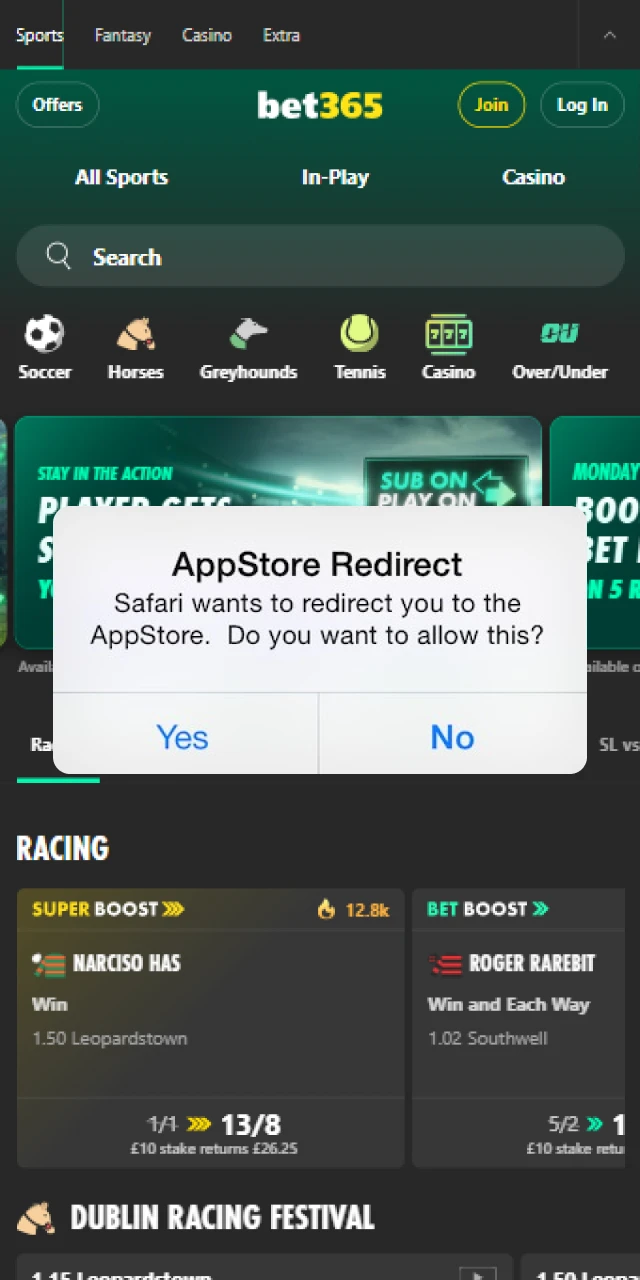 Go to the official Bet365 App Store page for your region
