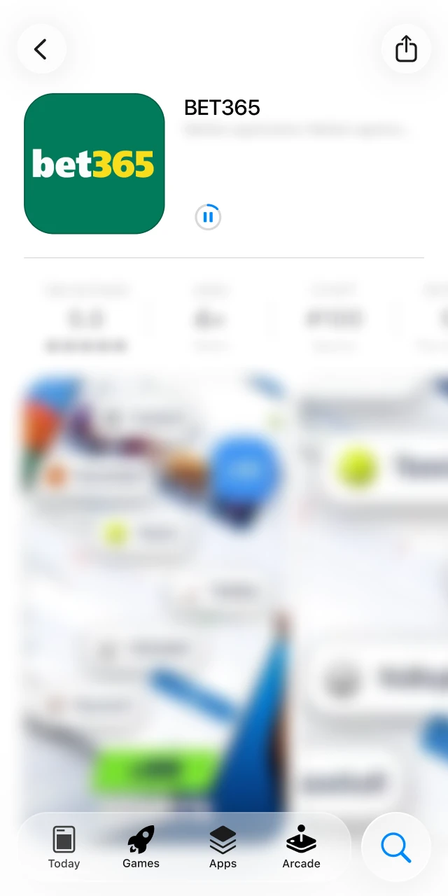 Wait for the Bet365 iOS application installation to complete on your home screen