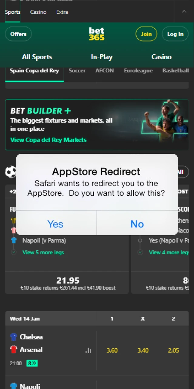 Open the Bet365 app page in your device's official App Store