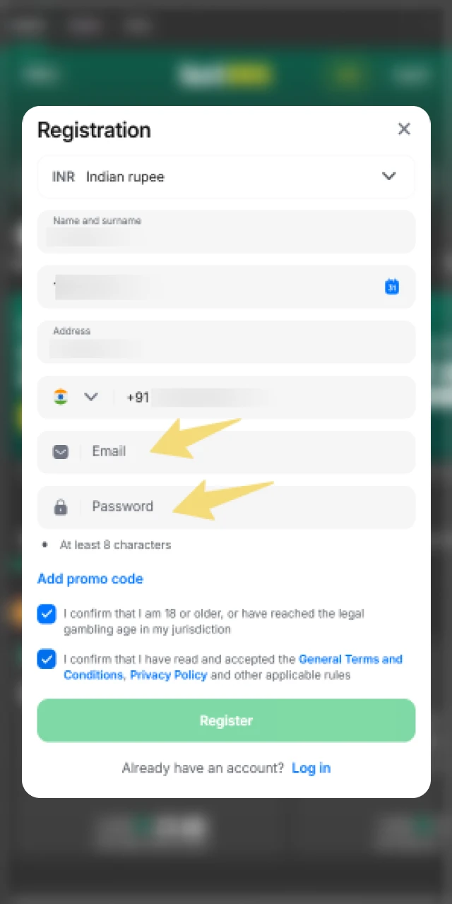 Set your login information and security questions on the bet365 platform