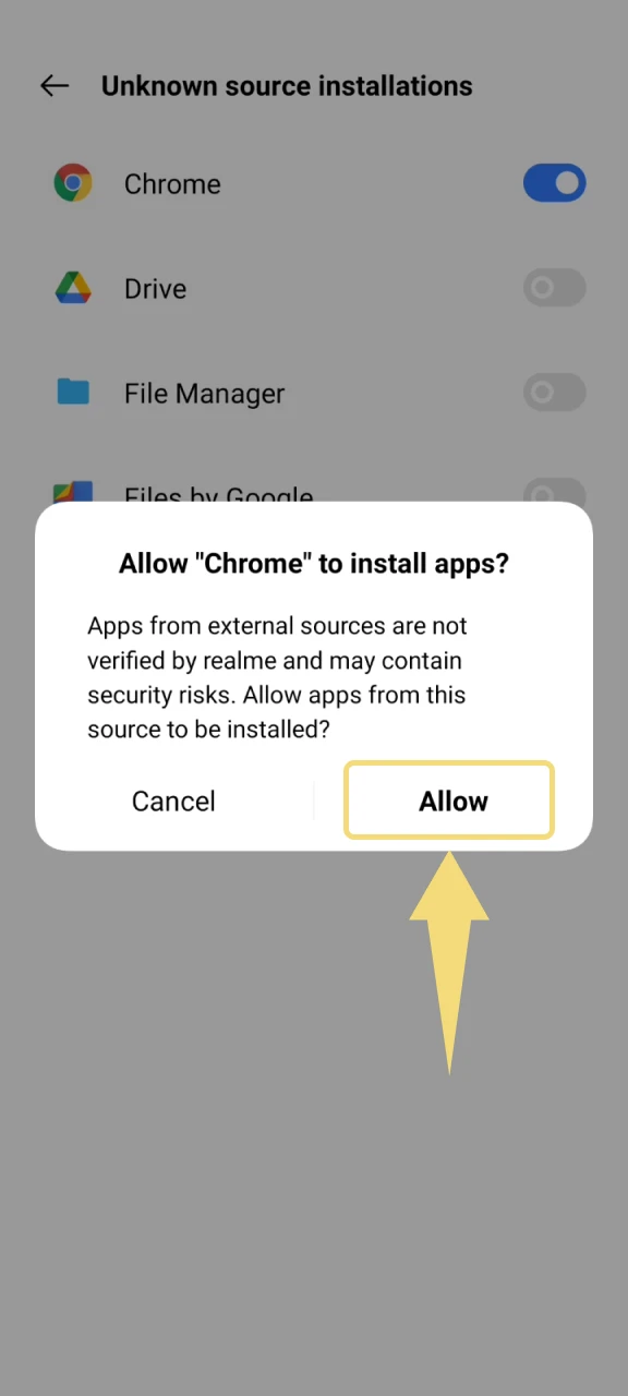 Open your device settings and allow the Bet365 installation from unknown sources to proceed.