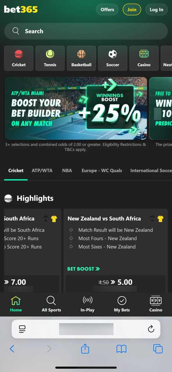 Open the Bet365 platform on your iPhone or iPad using the Safari browser.