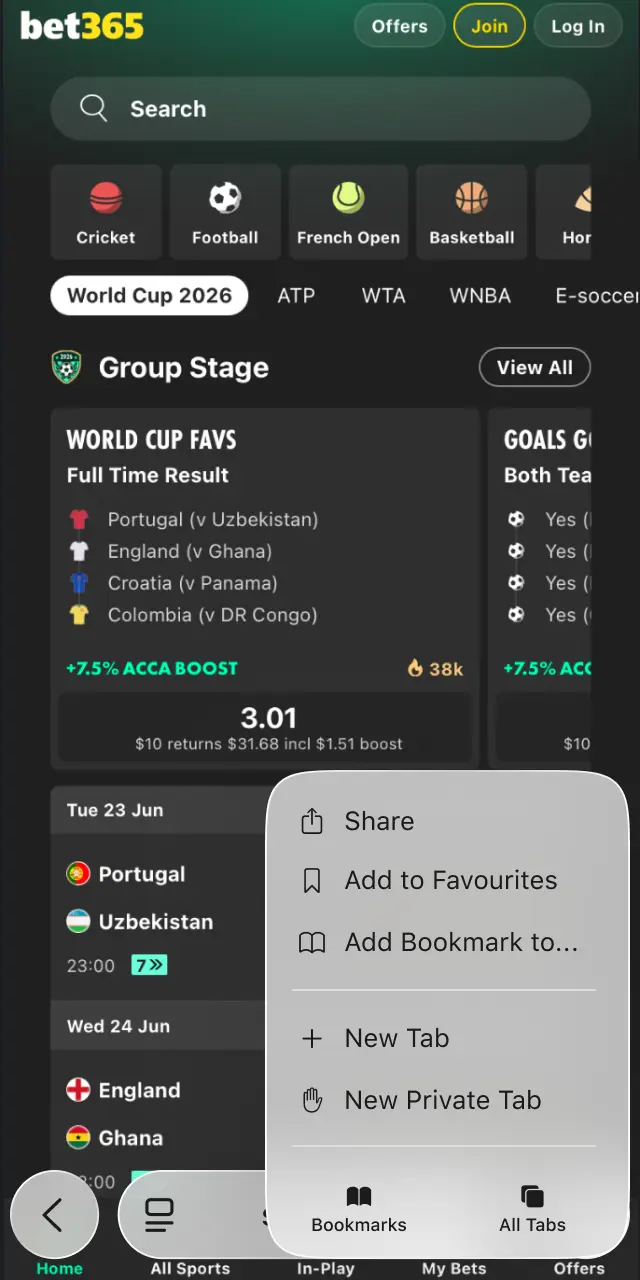 Go to the Bet365 India page using the link and wait for it to load fully.