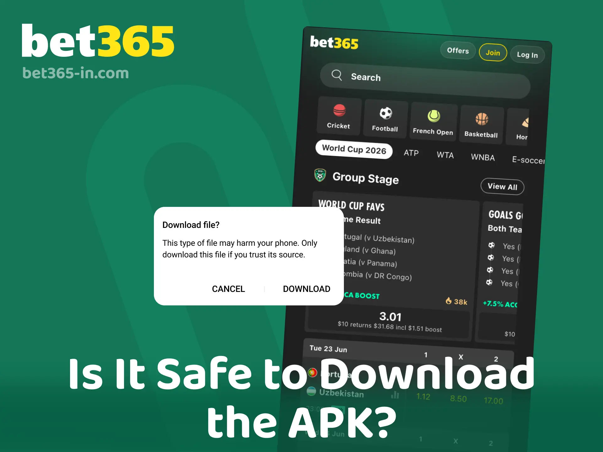 Downloading the Bet365 app APK is safe with official license and data encryption.