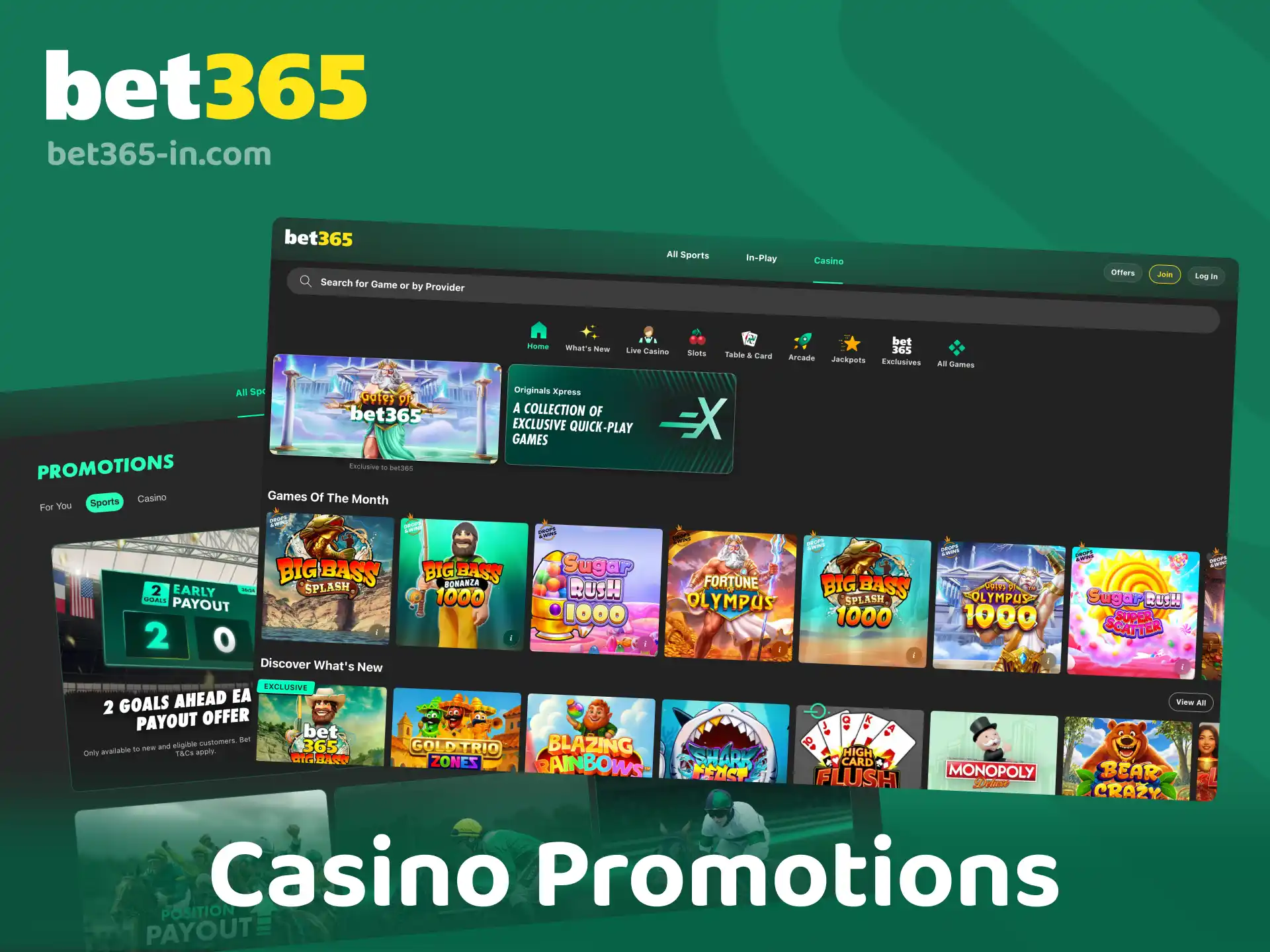 Bet365 casino promotions for India players with bonuses on slots and live casino games.