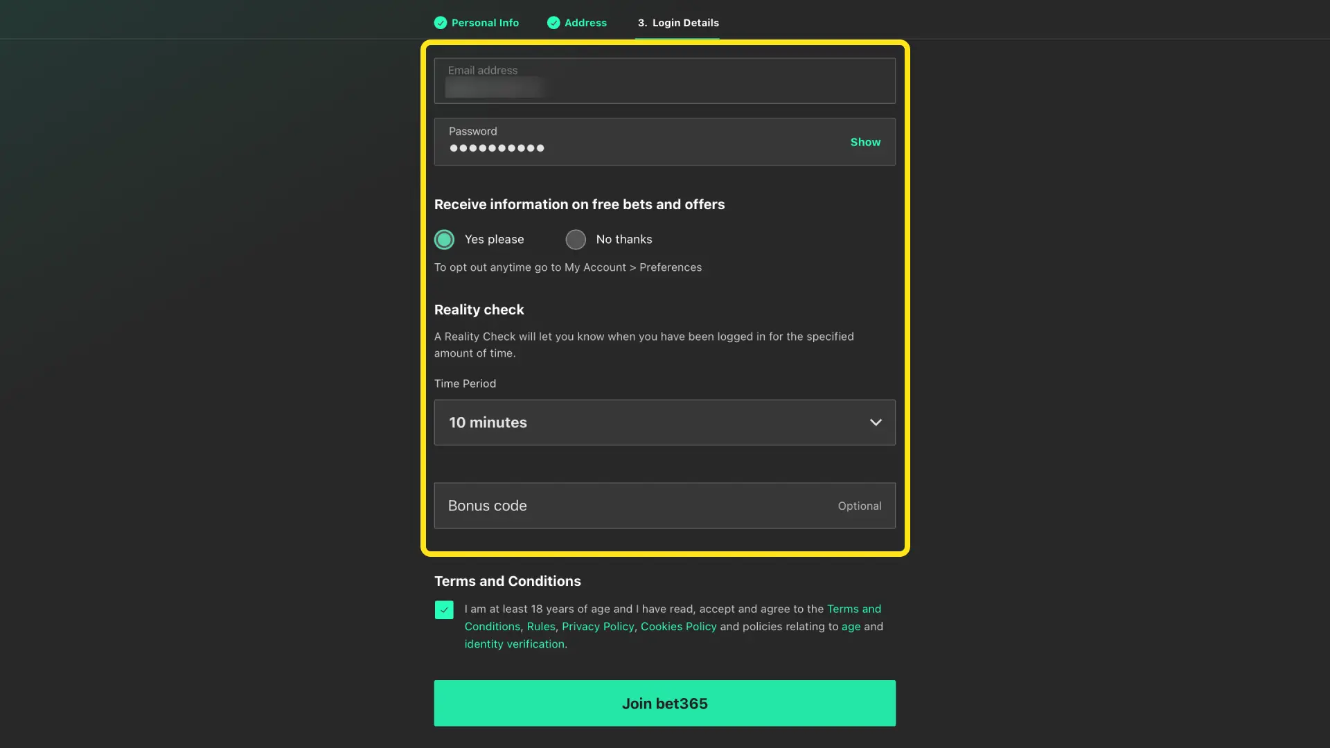Confirm your email and submit identity documents on Bet365 India for bonus activation.