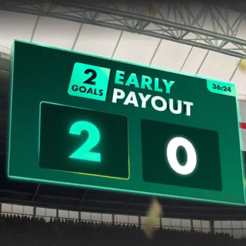 Early Payout on Bet365 India where football bets settle if your team leads by 2 goals.