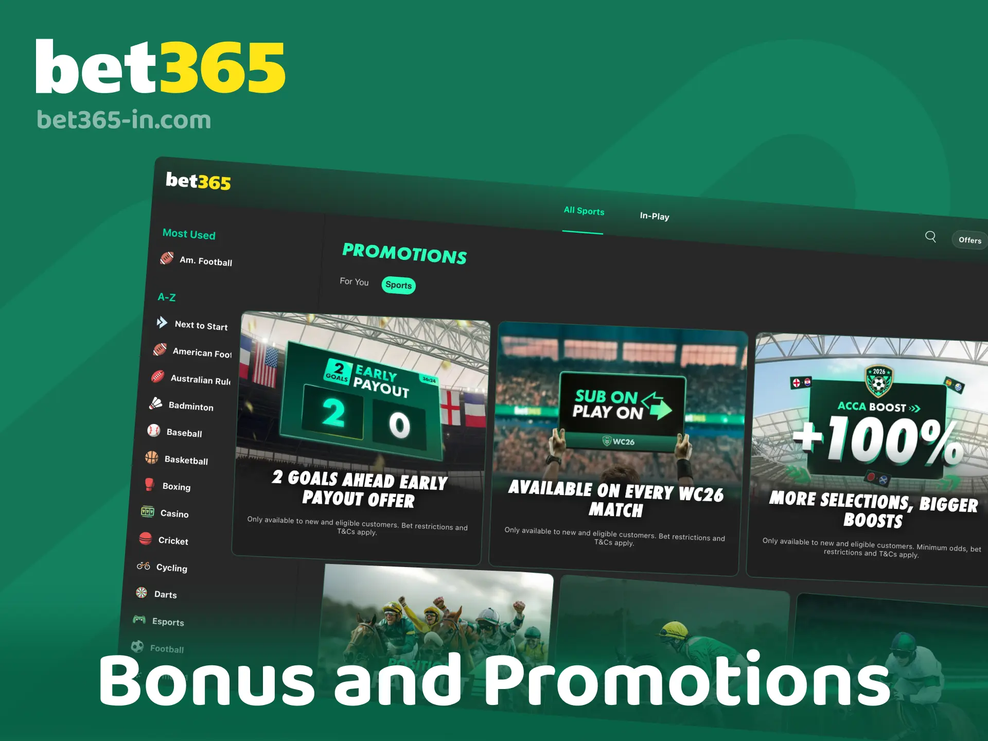 Bet365 casino bonus and promotions for India players with welcome offers and free spins.