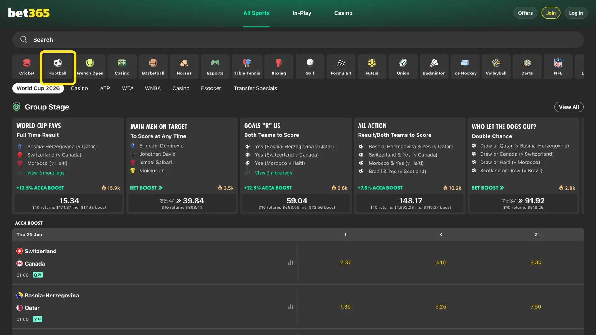 Tap Sports on Bet365 India and select Football to find EPL, Champions League, or ISL.