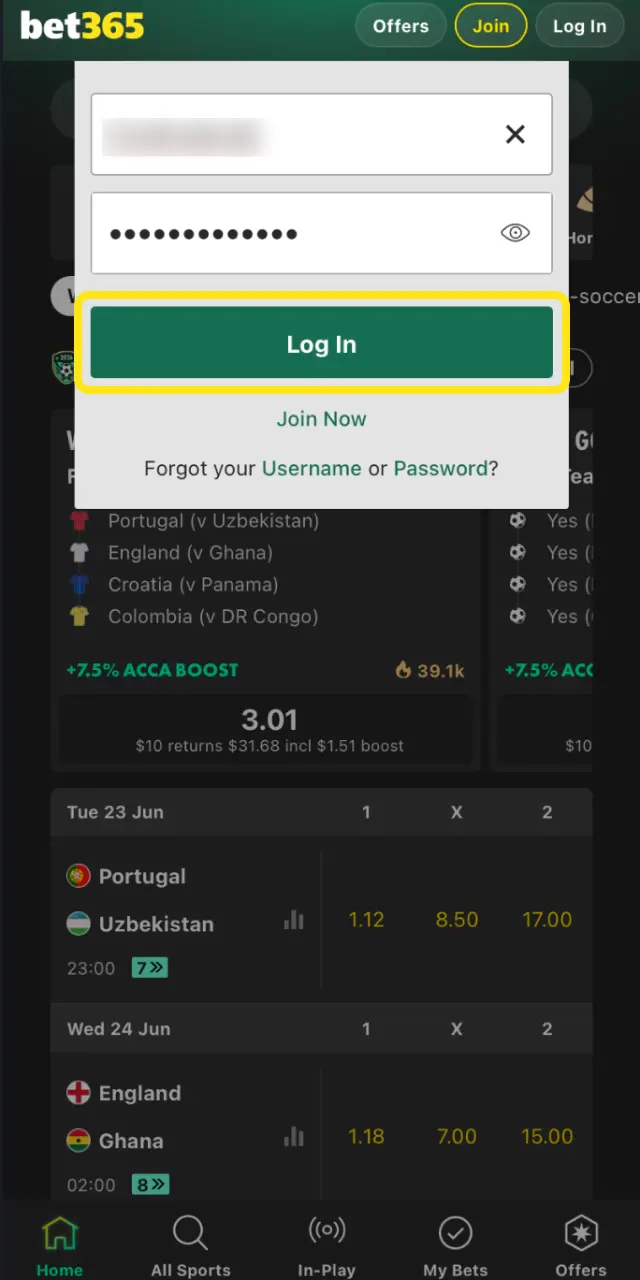 Enter the verification code sent to your phone or email for Bet365 India 2FA.