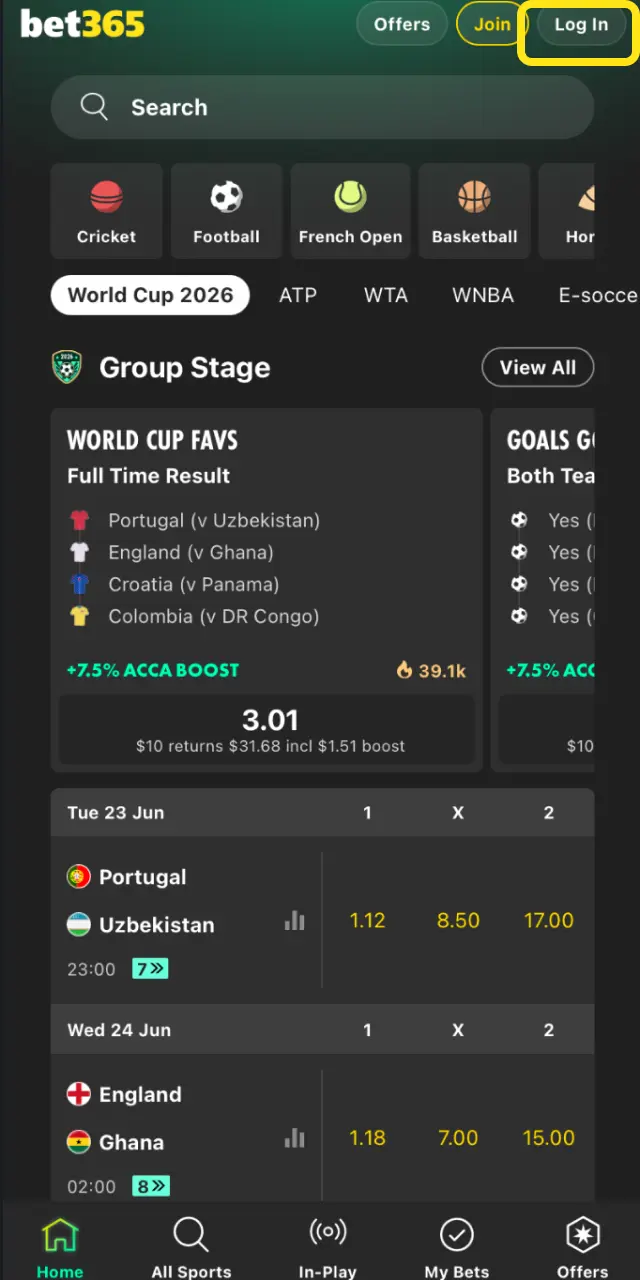 Launch the Bet365 app on Android or iOS and use Face ID or fingerprint to sign in.