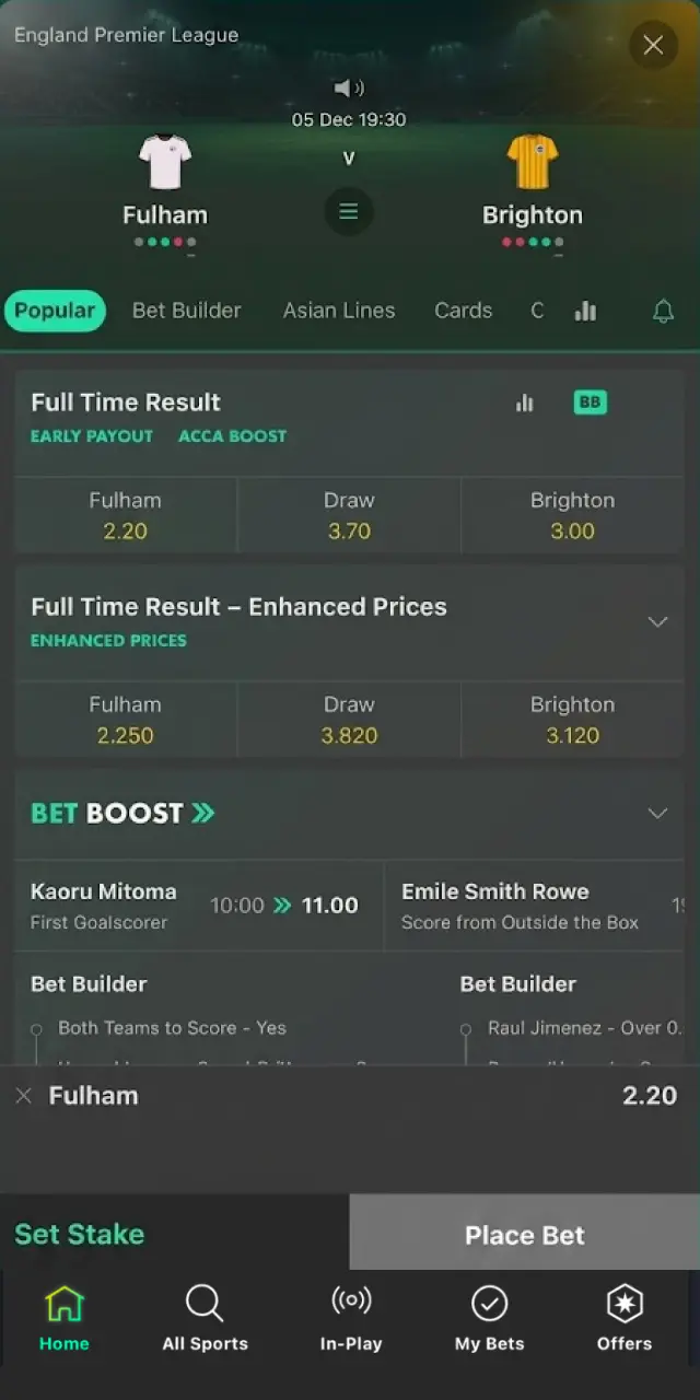 Tap Sports from the main menu on Bet365 India and choose cricket, football, or tennis.
