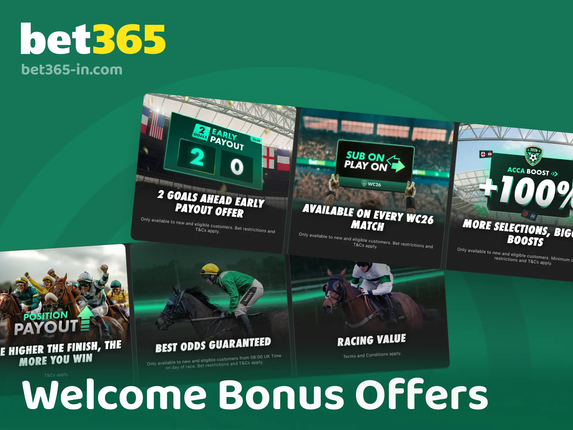 Welcome bonus offers for India users on Bet365 with extra funds on first deposits.