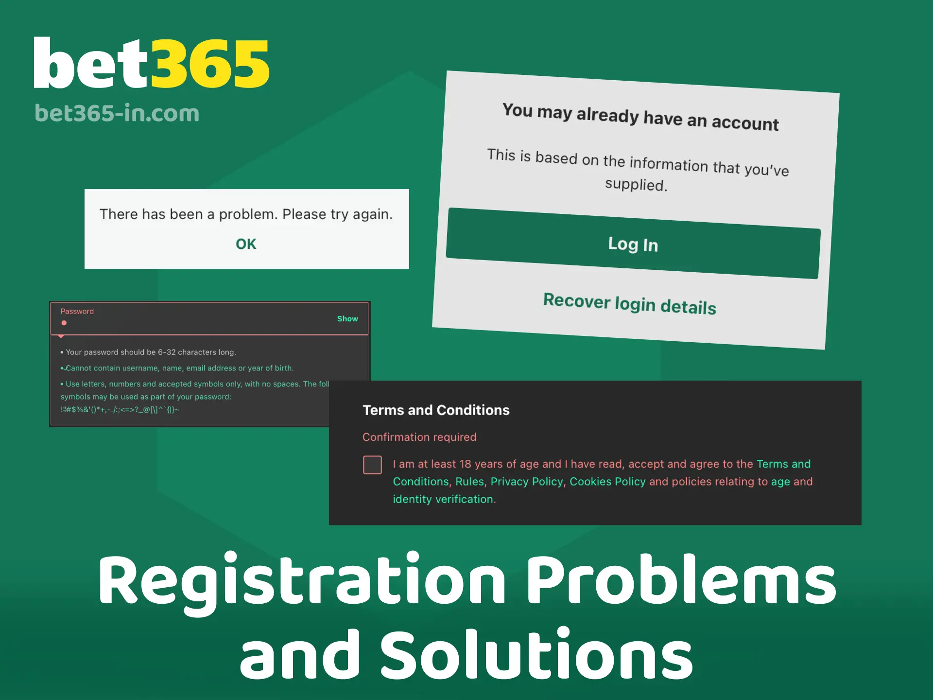 Common Bet365 registration problems and solutions for India players like OTP or email issues.