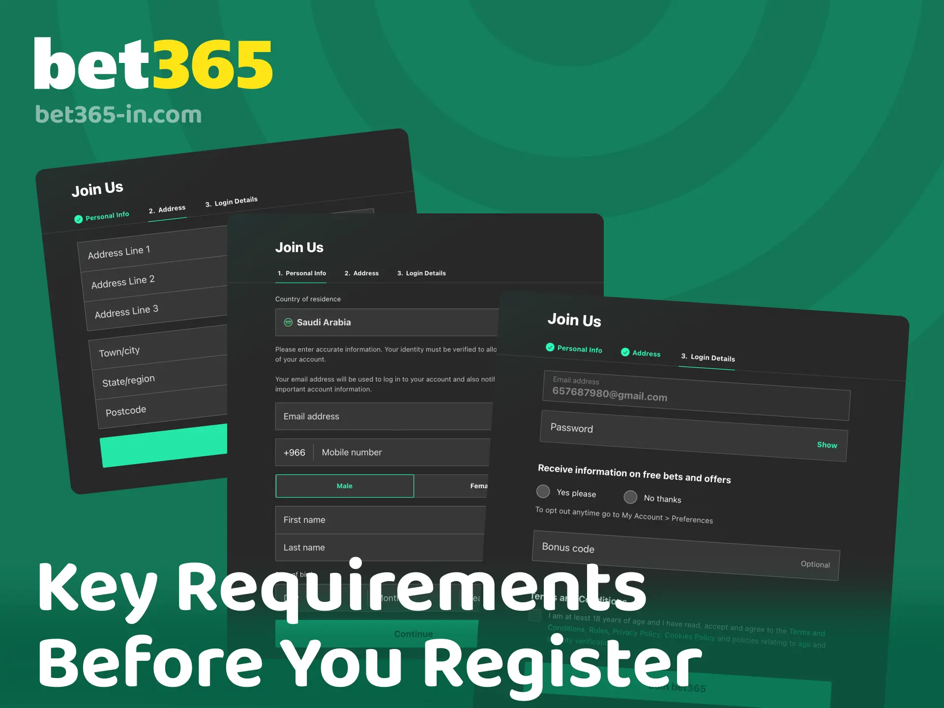 Key requirements before you register on Bet365 India including minimum age and valid ID.